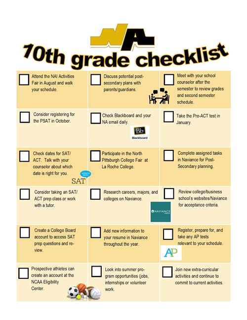 10th Grade Checklist